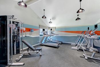 Gym with treadmill and weights